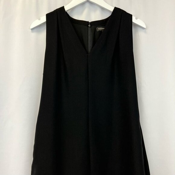 Banana Republic Womens A Line Dress Solid Black V Neck Sleeveless Knee Length 2 - Picture 2 of 11